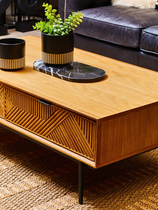 Jakara Natural Finish Coffee Table with Drawers - Canwell Interiors Limited - Xshowhome