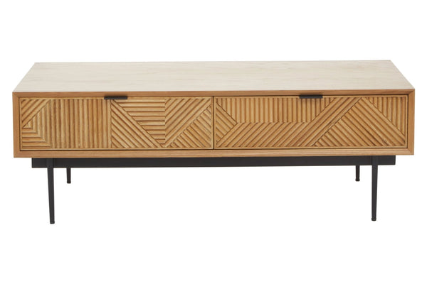 Jakara Natural Finish Coffee Table with Drawers - XShowhome Limited - Xshowhome