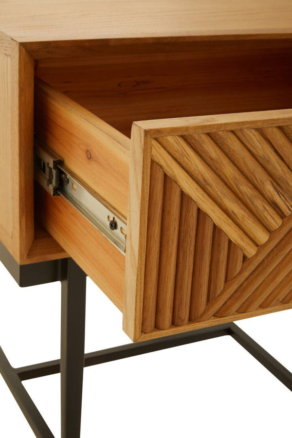 Jakara Natural Finish Side Table with 1 Drawer - Canwell Interiors Limited - Xshowhome