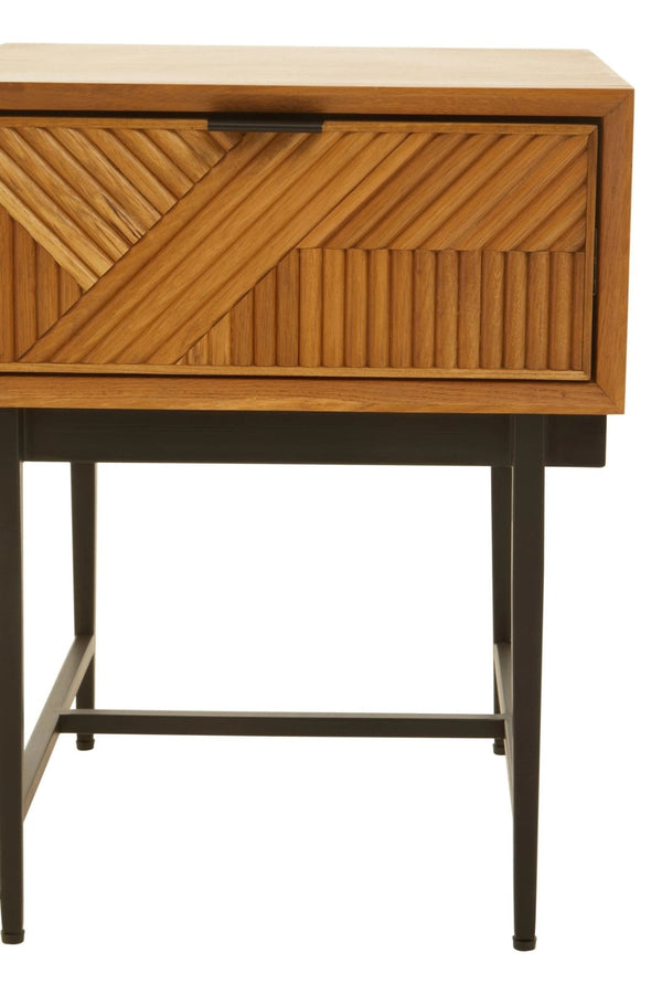 Jakara Natural Finish Side Table with 1 Drawer - XShowhome Limited - Xshowhome