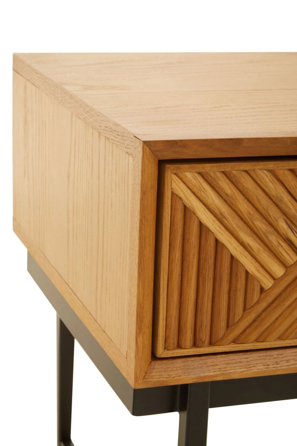 Jakara Natural Finish Side Table with 1 Drawer - XShowhome Limited - Xshowhome