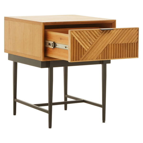 Jakara Natural Finish Side Table with 1 Drawer - XShowhome Limited - Xshowhome