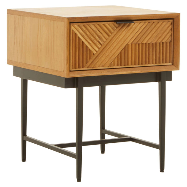 Jakara Natural Finish Side Table with 1 Drawer - XShowhome Limited - Xshowhome