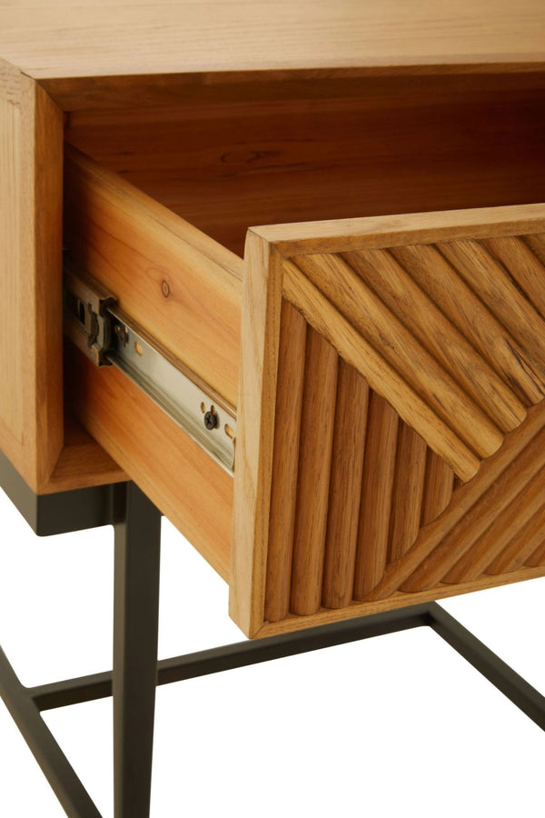 Jakara Natural Finish Side Table with 1 Drawer - XShowhome Limited - Xshowhome