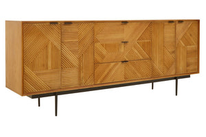 Jakara Natural Finish Sideboard with 4 Doors and 3 Drawers - Canwell Interiors Limited - Xshowhome