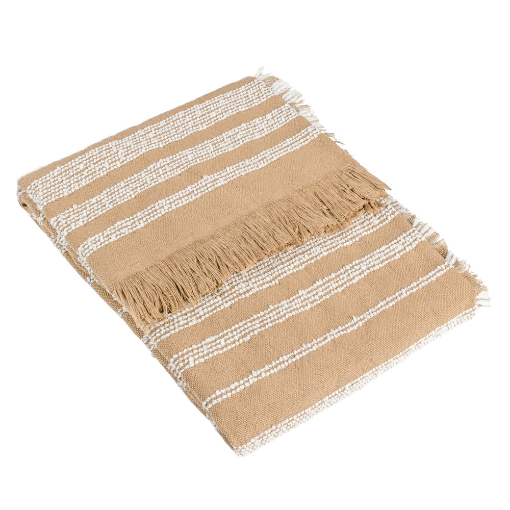 Jour Linear Woven Throw 130x180 Nougat - Canwell Interiors Limited - Riva