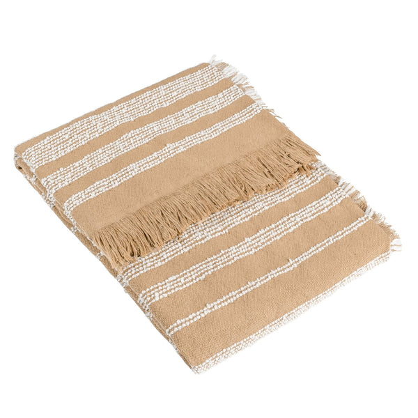 Jour Linear Woven Throw 130x180 Nougat - Canwell Interiors Limited - Riva