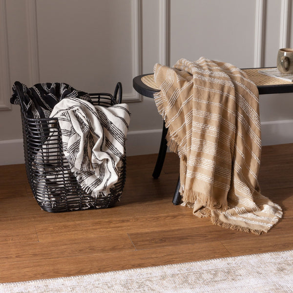 Jour Linear Woven Throw 130x180 Nougat - Canwell Interiors Limited - Riva