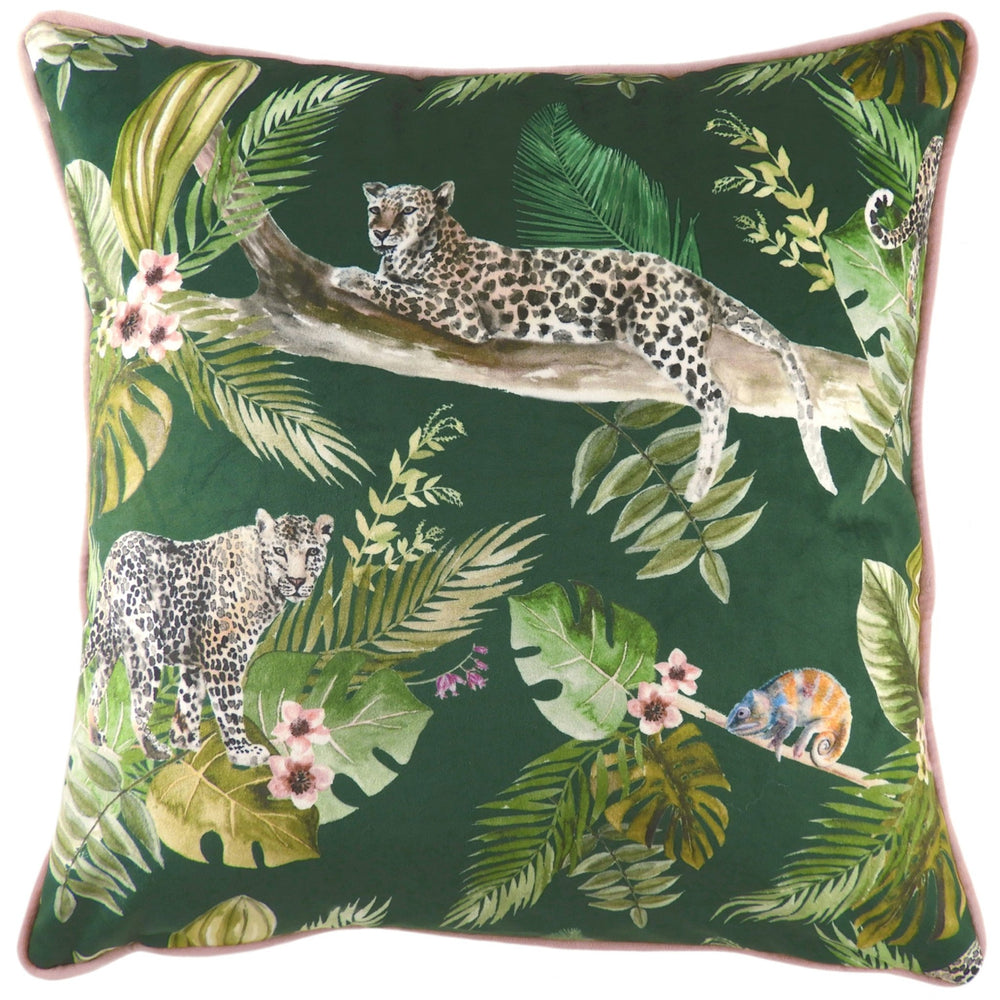 Jungle Leop Piped 43x43 C/c Green - Canwell Interiors Limited - Riva