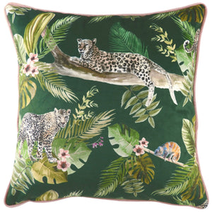 Jungle Leop Piped 43x43 C/c Green - Canwell Interiors Limited - Riva