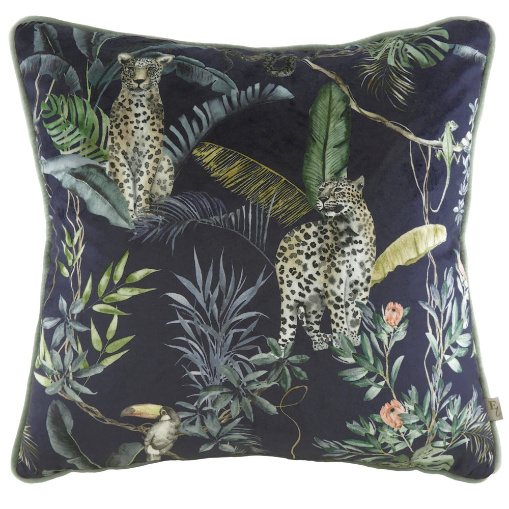 Jungle Leop Piped 43x43 C/c Petrol - Canwell Interiors Limited - Riva