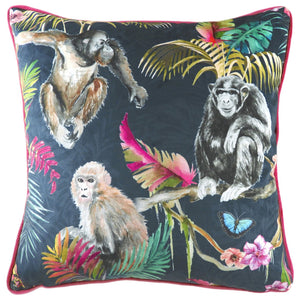 Jungle Monkey Piped 43x43 C/c Blue - Canwell Interiors Limited - Riva
