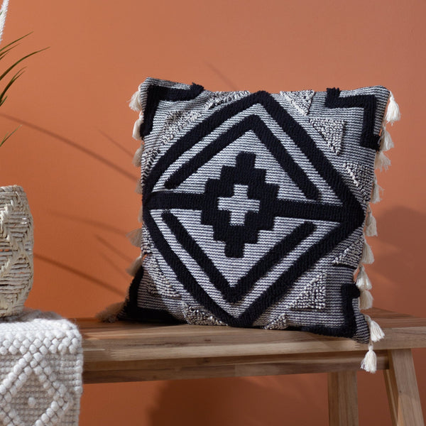 Kalai 45x45 Feather Filled Cushion Black - Canwell Interiors Limited - Riva