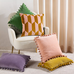 Kalho 45x45 Feather Filled Cushion Pink/ochre - Canwell Interiors Limited - Riva