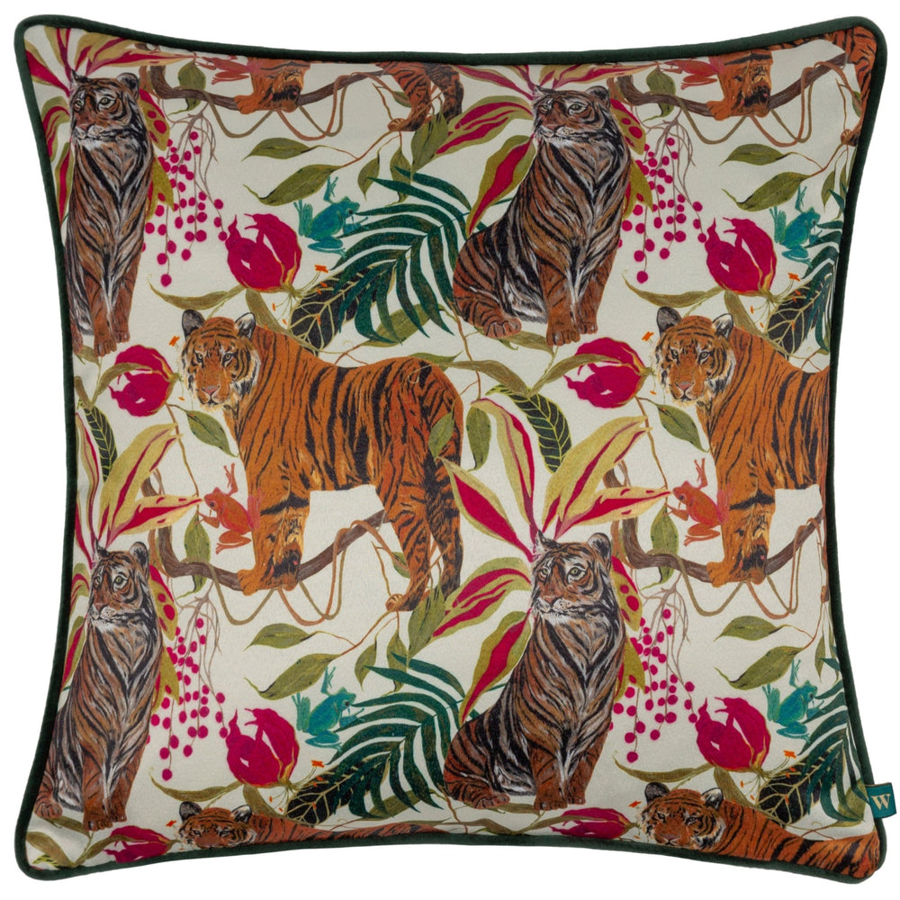 Kali Jungle Tigers 43x43 Feather Filled Cushion Ivory - Canwell Interiors Limited - Riva