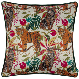 Kali Jungle Tigers 43x43 Feather Filled Cushion Ivory - Canwell Interiors Limited - Riva