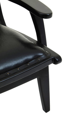 Kendari Black Leather and Teak Wood Chair with Stud Detail - Canwell Interiors Limited - Xshowhome