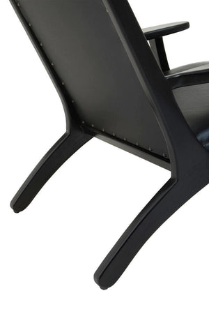 Kendari Black Leather and Teak Wood Chair with Stud Detail - Canwell Interiors Limited - Xshowhome