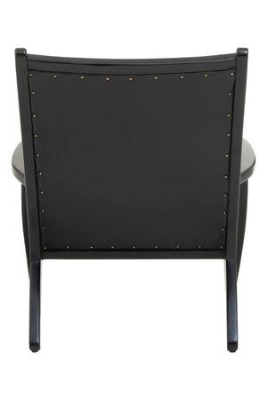 Kendari Black Leather and Teak Wood Chair with Stud Detail - Canwell Interiors Limited - Xshowhome