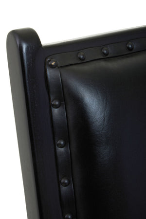 Kendari Black Leather and Teak Wood Chair with Stud Detail - Canwell Interiors Limited - Xshowhome