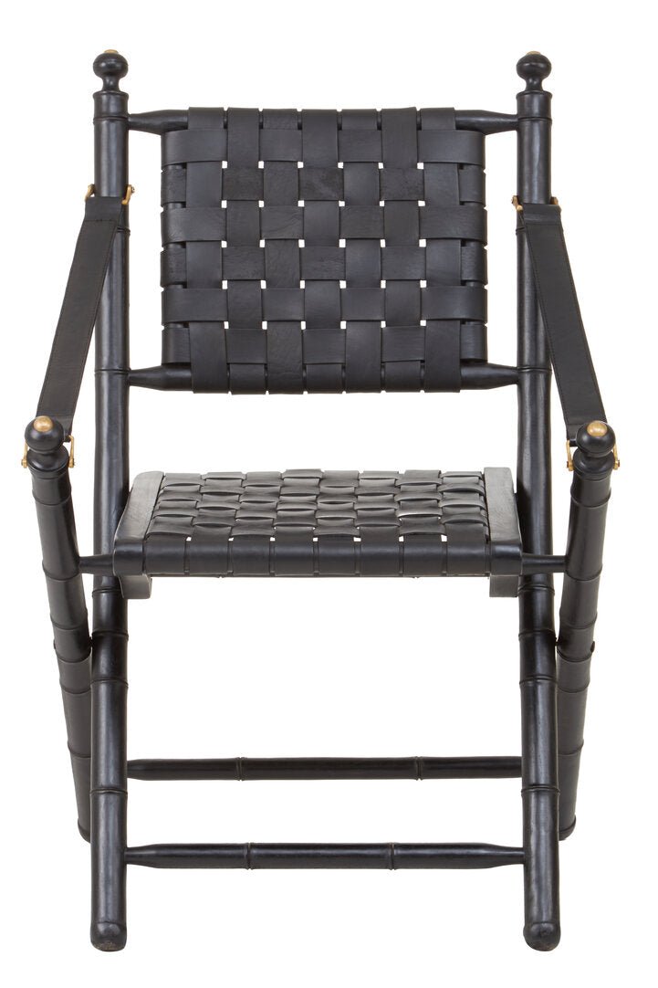 Kendari Black Strapped Leather And Black Teak Wood Chair - Canwell Interiors Limited - Xshowhome