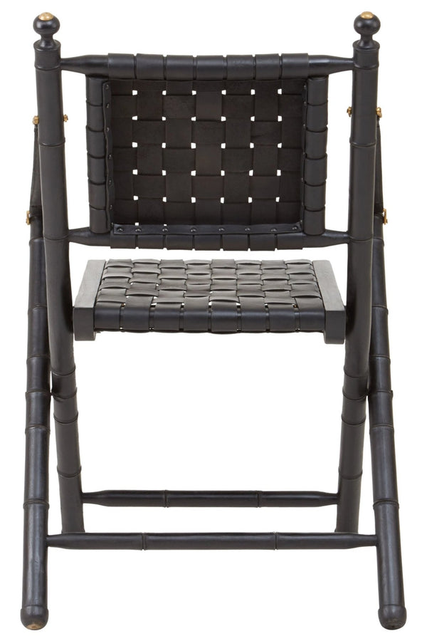 Kendari Black Strapped Leather And Black Teak Wood Chair - XShowhome Limited - Xshowhome
