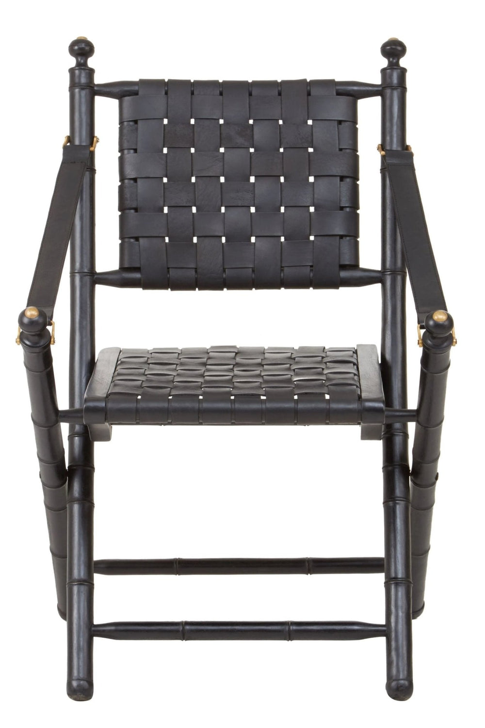 Kendari Black Strapped Leather And Black Teak Wood Chair - XShowhome Limited - Xshowhome