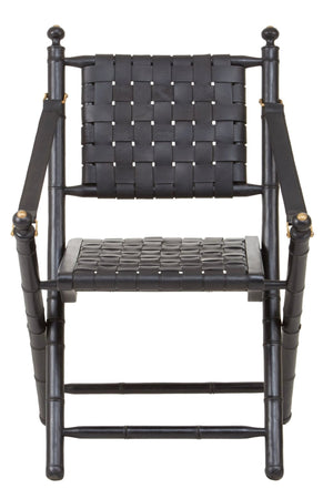 Kendari Black Strapped Leather And Black Teak Wood Chair - XShowhome Limited - Xshowhome