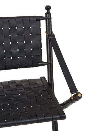 Kendari Black Strapped Leather And Black Teak Wood Chair - XShowhome Limited - Xshowhome