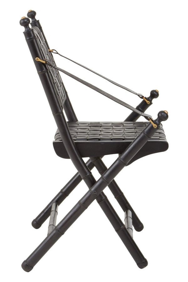 Kendari Black Strapped Leather And Black Teak Wood Chair - XShowhome Limited - Xshowhome