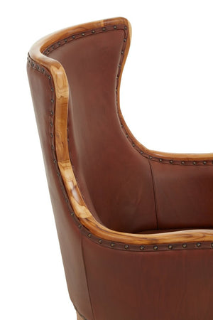 Kendari Brown Cow Leather and Teak Wood Frame Chair - Canwell Interiors Limited - Xshowhome