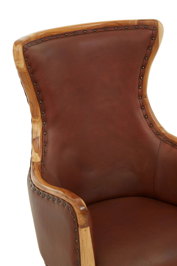 Kendari Brown Cow Leather and Teak Wood Frame Chair - XShowhome Limited - Xshowhome