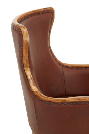 Kendari Brown Cow Leather and Teak Wood Frame Chair - XShowhome Limited - Xshowhome