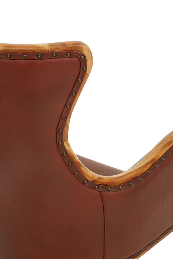 Kendari Brown Cow Leather and Teak Wood Frame Chair - XShowhome Limited - Xshowhome