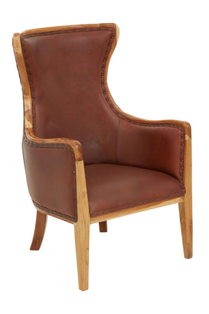 Kendari Brown Cow Leather and Teak Wood Frame Chair - XShowhome Limited - Xshowhome