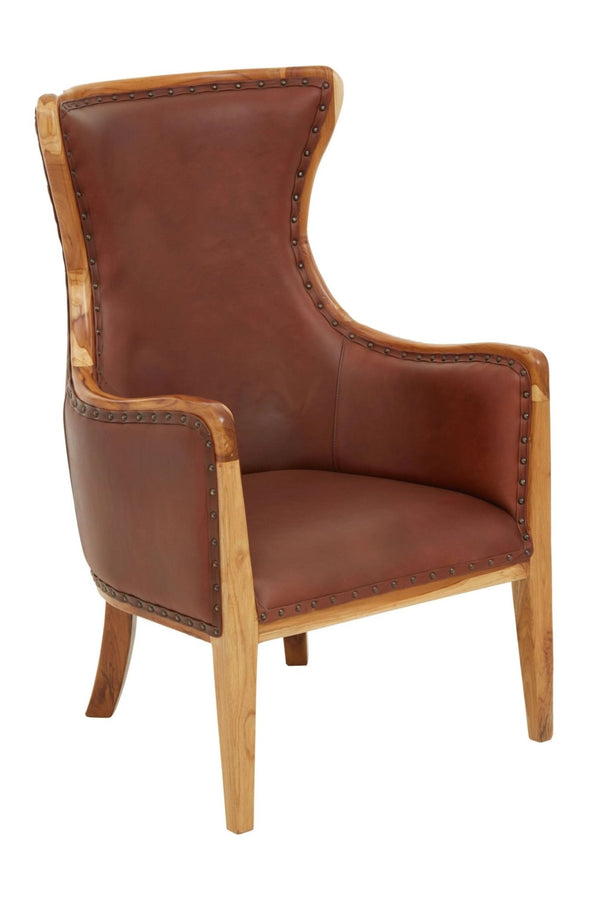 Kendari Brown Cow Leather and Teak Wood Frame Chair - XShowhome Limited - Xshowhome