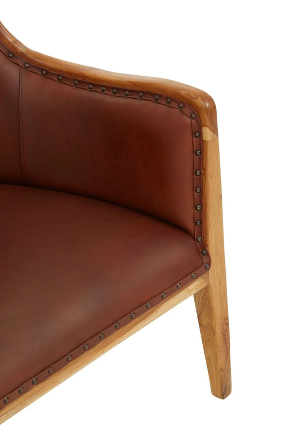 Kendari Brown Cow Leather and Teak Wood Frame Chair - XShowhome Limited - Xshowhome