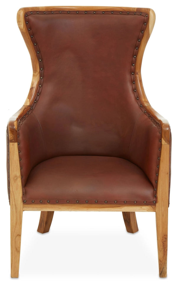 Kendari Brown Cow Leather and Teak Wood Frame Chair - XShowhome Limited - Xshowhome