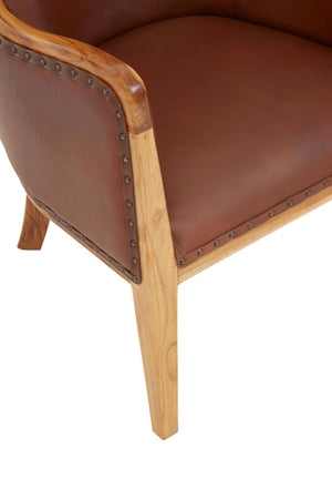 Kendari Brown Cow Leather and Teak Wood Frame Chair - XShowhome Limited - Xshowhome