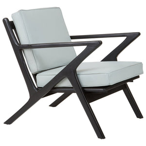 Kendari Grey Leather and Black Teak Wood Armchair - Canwell Interiors Limited - Xshowhome