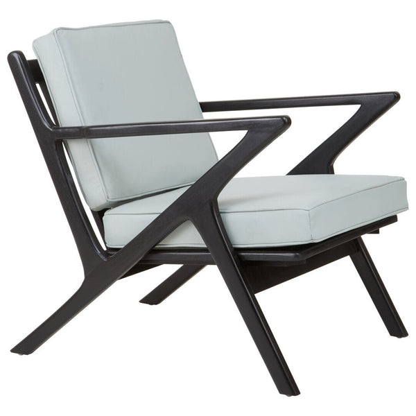 Kendari Grey Leather and Black Teak Wood Armchair - Canwell Interiors Limited - Xshowhome