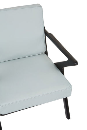 Kendari Grey Leather and Black Teak Wood Armchair - Canwell Interiors Limited - Xshowhome
