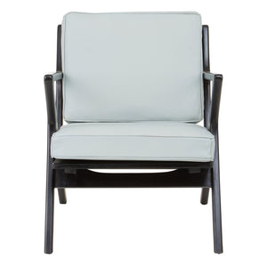 Kendari Grey Leather and Black Teak Wood Armchair - Canwell Interiors Limited - Xshowhome
