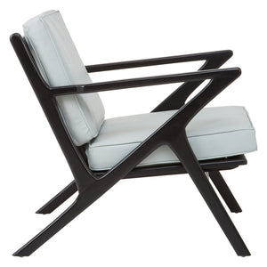 Kendari Grey Leather and Black Teak Wood Armchair - Canwell Interiors Limited - Xshowhome