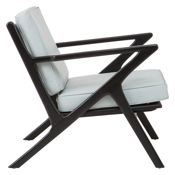 Kendari Grey Leather and Black Teak Wood Armchair - Canwell Interiors Limited - Xshowhome