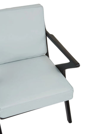 Kendari Grey Leather and Black Teak Wood Armchair - XShowhome Limited - Xshowhome
