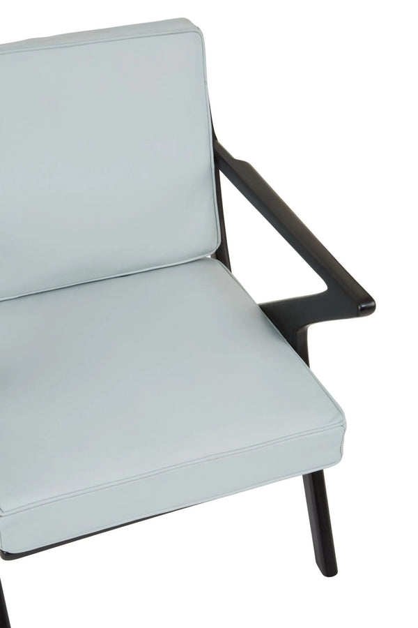 Kendari Grey Leather and Black Teak Wood Armchair - XShowhome Limited - Xshowhome