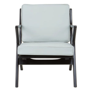 Kendari Grey Leather and Black Teak Wood Armchair - XShowhome Limited - Xshowhome