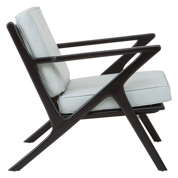 Kendari Grey Leather and Black Teak Wood Armchair - XShowhome Limited - Xshowhome
