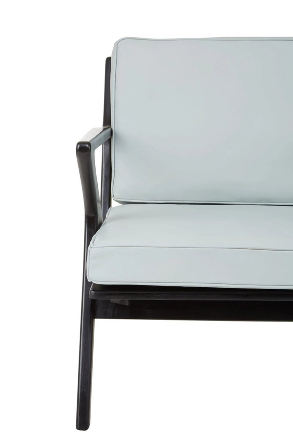 Kendari Grey Leather and Black Teak Wood Armchair - XShowhome Limited - Xshowhome